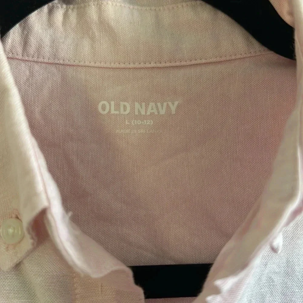 Old Navy Short Sleeve Button Down Boys Pink Shirt size L 10-12